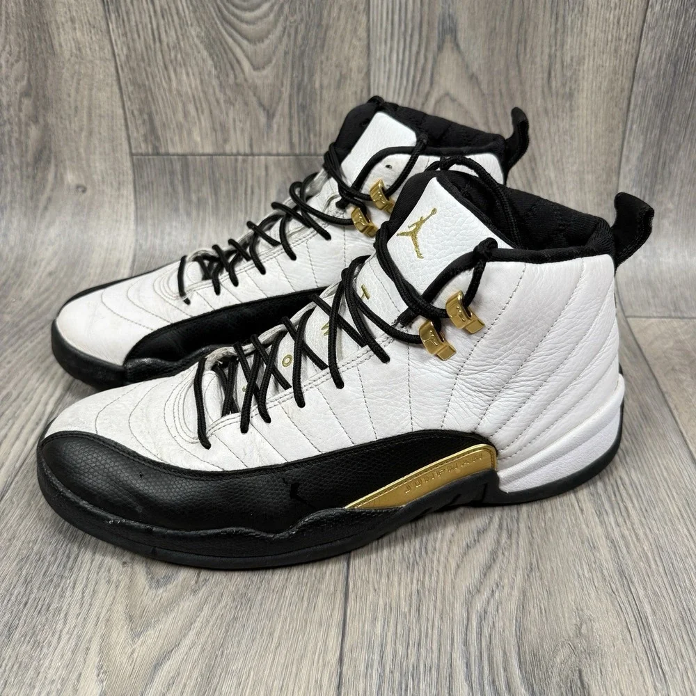 Nike Air Jordan 12 Royalty Taxi White Black Gold Men's Size 13